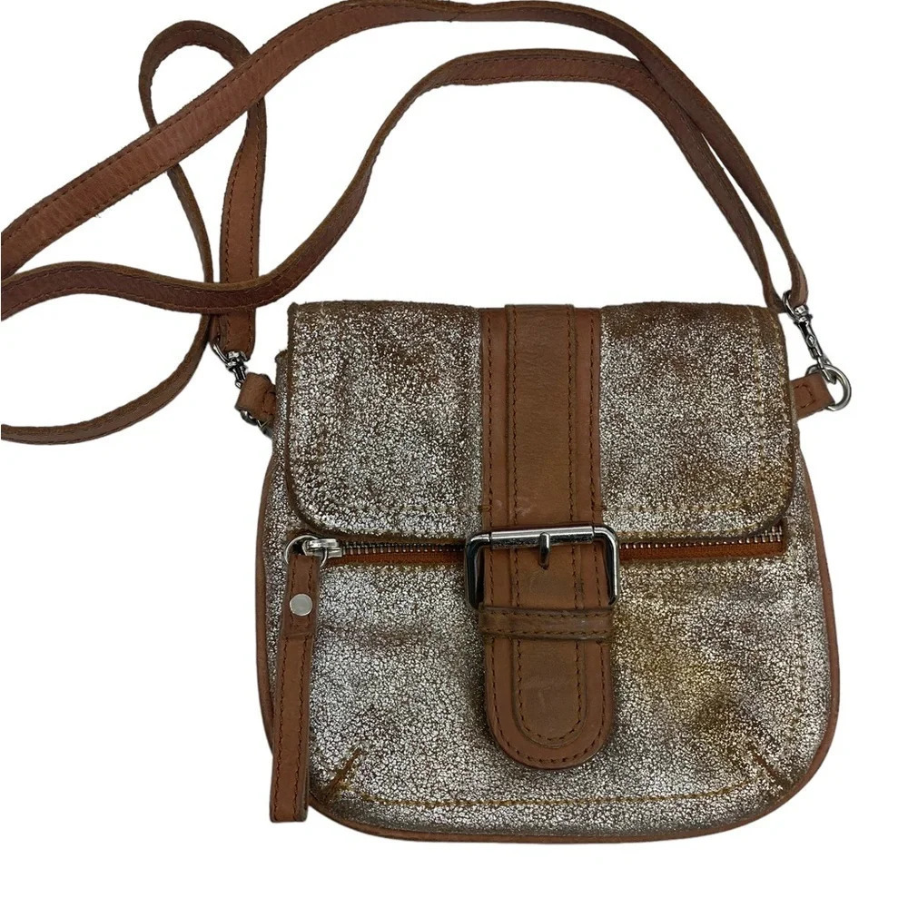 Tano metallic leather small crossbody bag purse